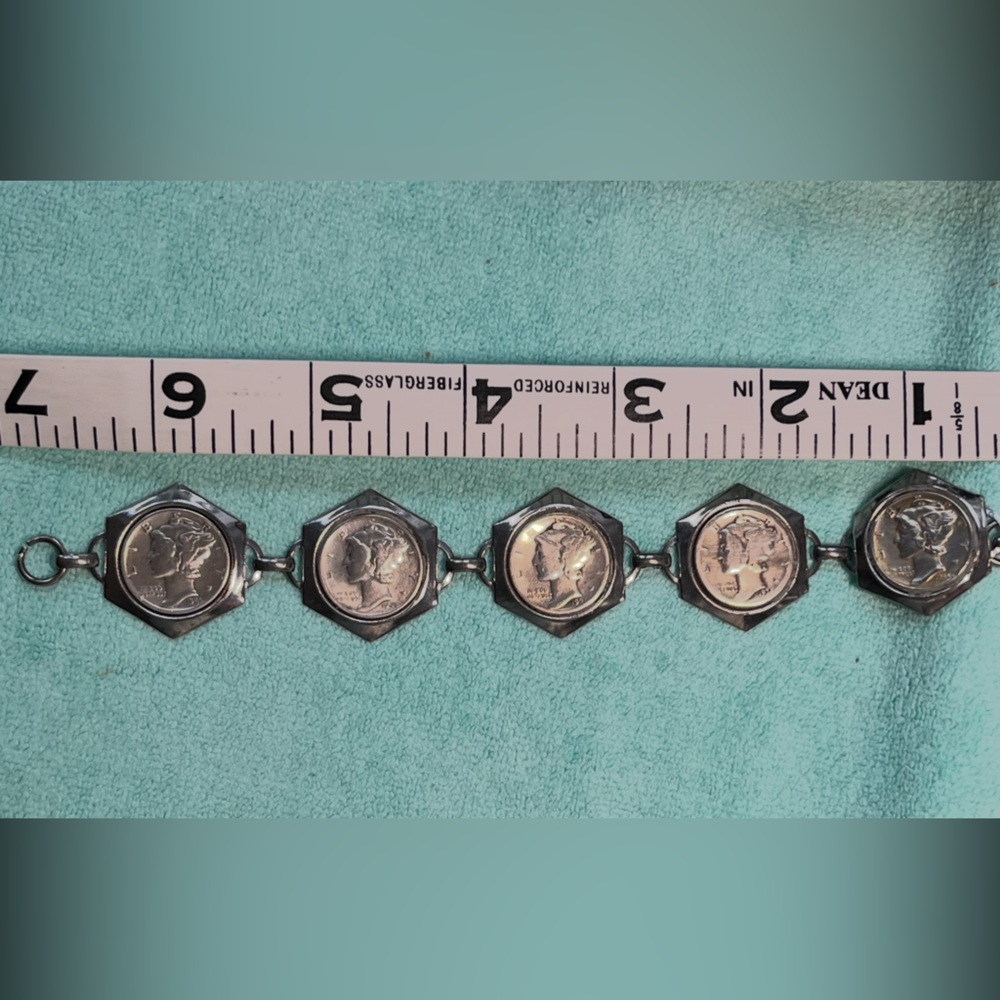 Vintage Liberty Head Mercury Dime Silver CoinLink Vintage Coin Bracelet - Picture 2 of 13